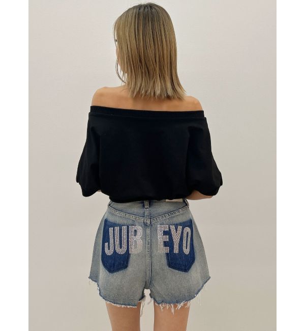 GYDA「ハイウエストJUBEYO bijouデニムショートパンツ」|デニム|