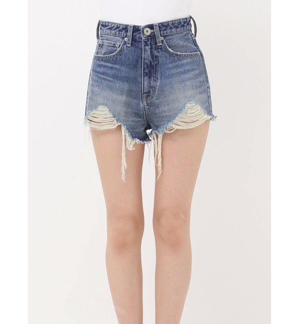 GYDA「ハイウエストJUBEYO bijouデニムショートパンツ」|デニム|