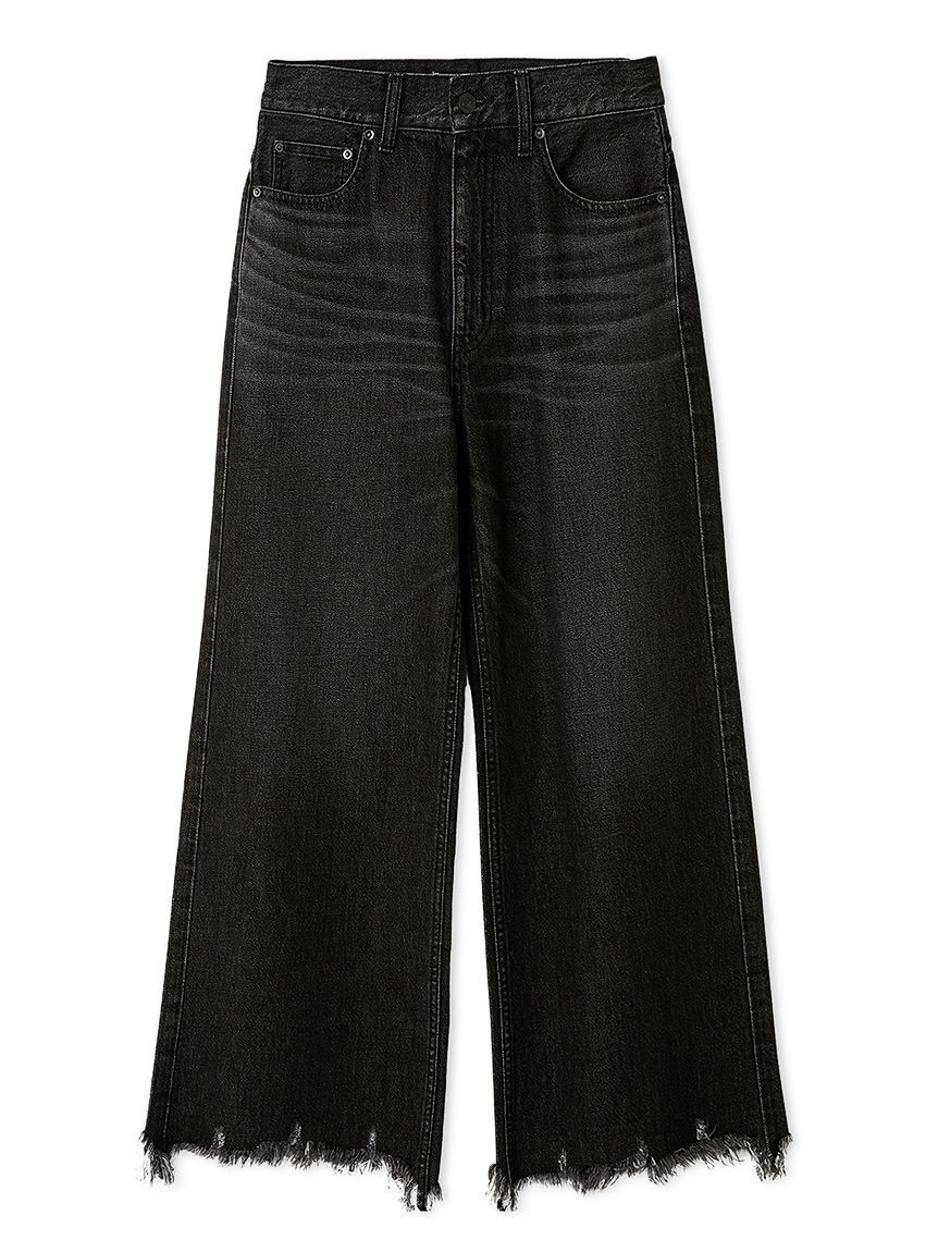 Mila Owen「裾フリンジクロップドフレアデニムパンツ」|デニム|