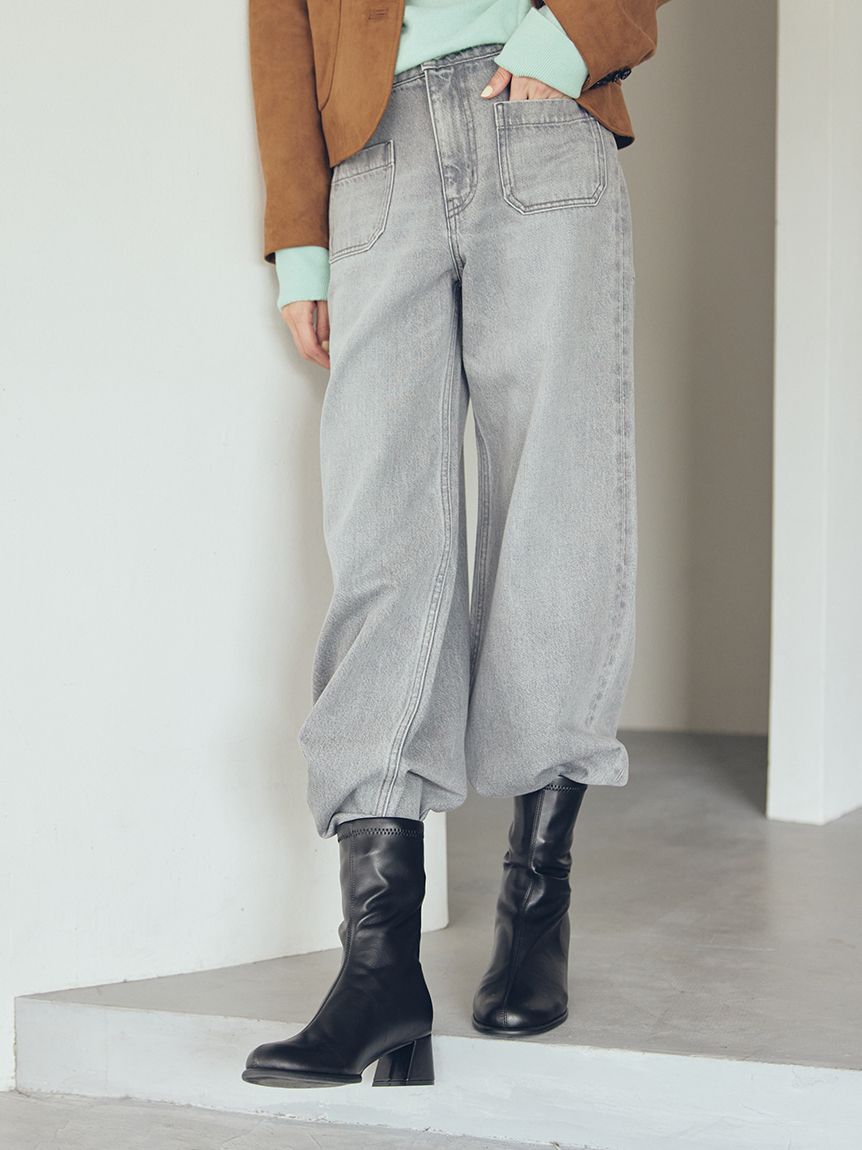 Mila Owen「パッチポケットデザインバギーデニムパンツ」|デニム|GRY