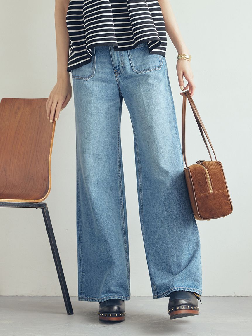 Mila Owen「パッチポケットデザインバギーデニムパンツ」|デニム|