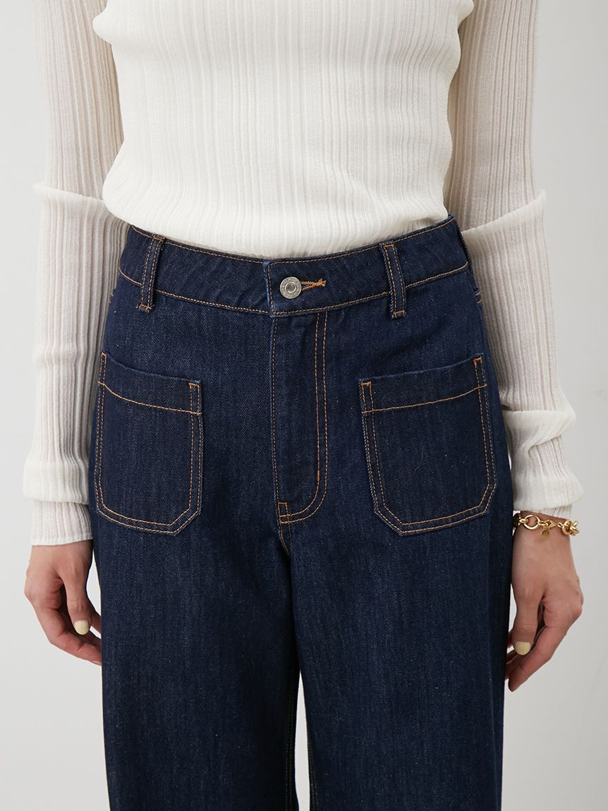 Mila Owen「パッチポケットデザインバギーデニムパンツ」|デニム|