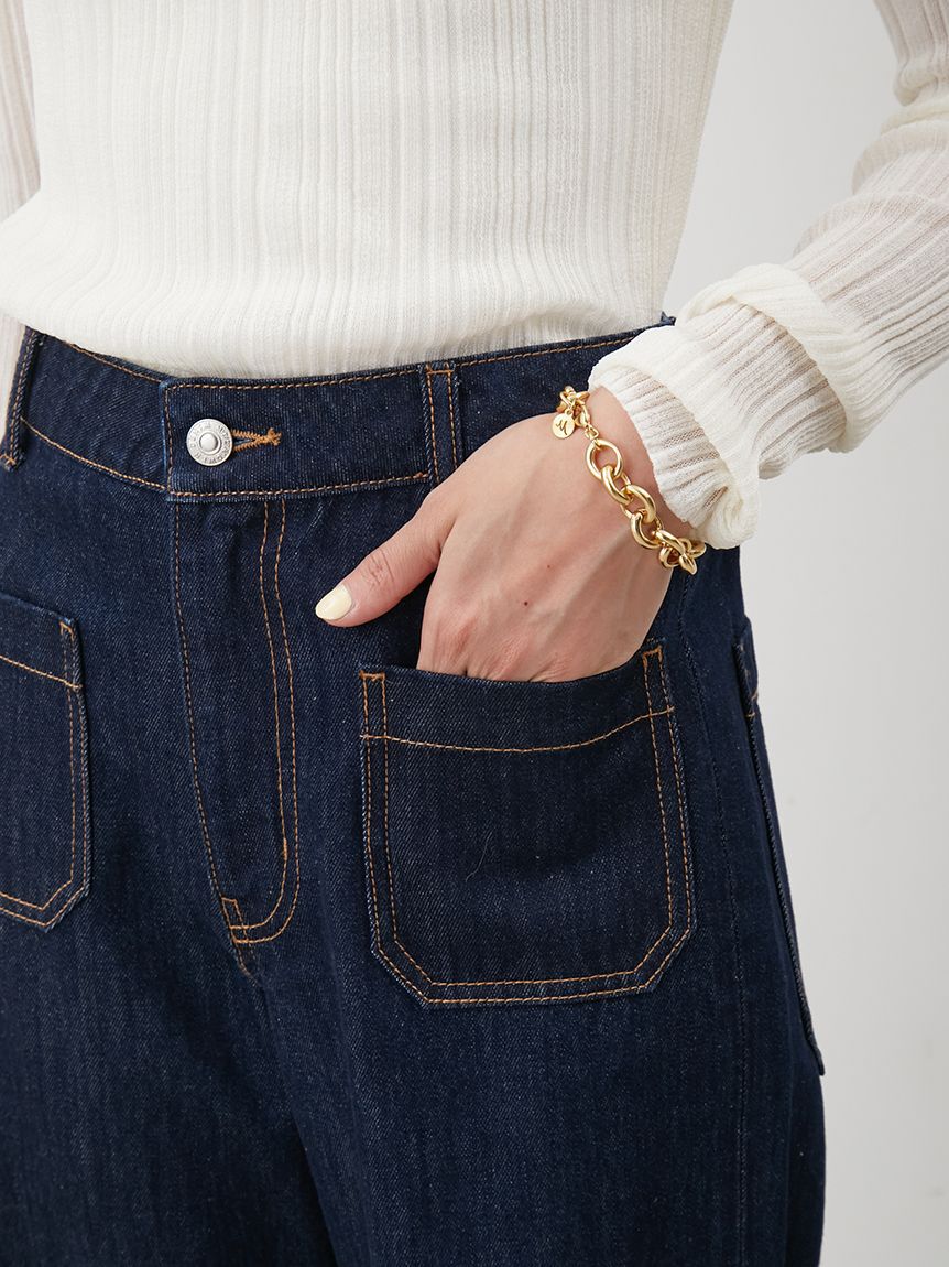 Mila Owen「パッチポケットデザインバギーデニムパンツ」|デニム|