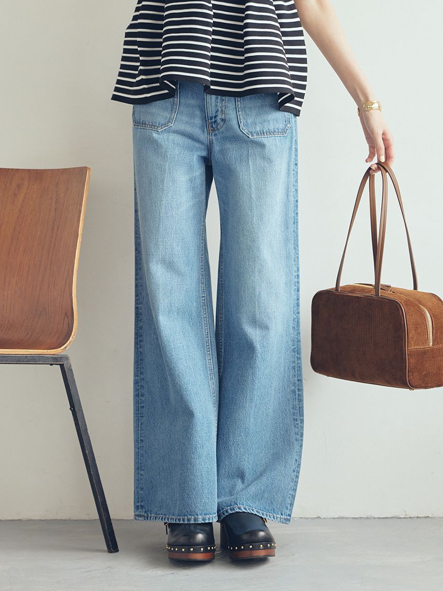 Mila Owen「パッチポケットデザインバギーデニムパンツ」|デニム|