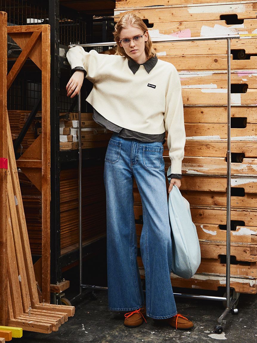 Mila Owen「パッチポケットデザインバギーデニムパンツ」|デニム|