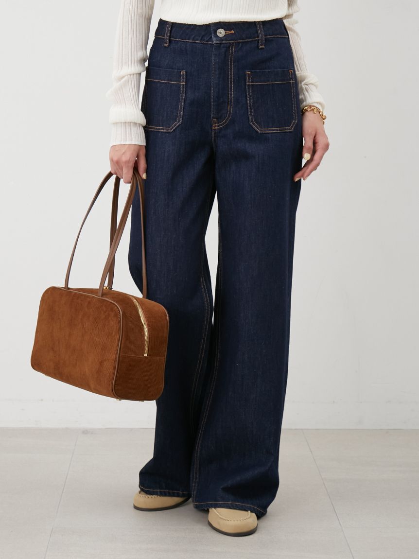 Mila Owen「パッチポケットデザインバギーデニムパンツ」|デニム|IND