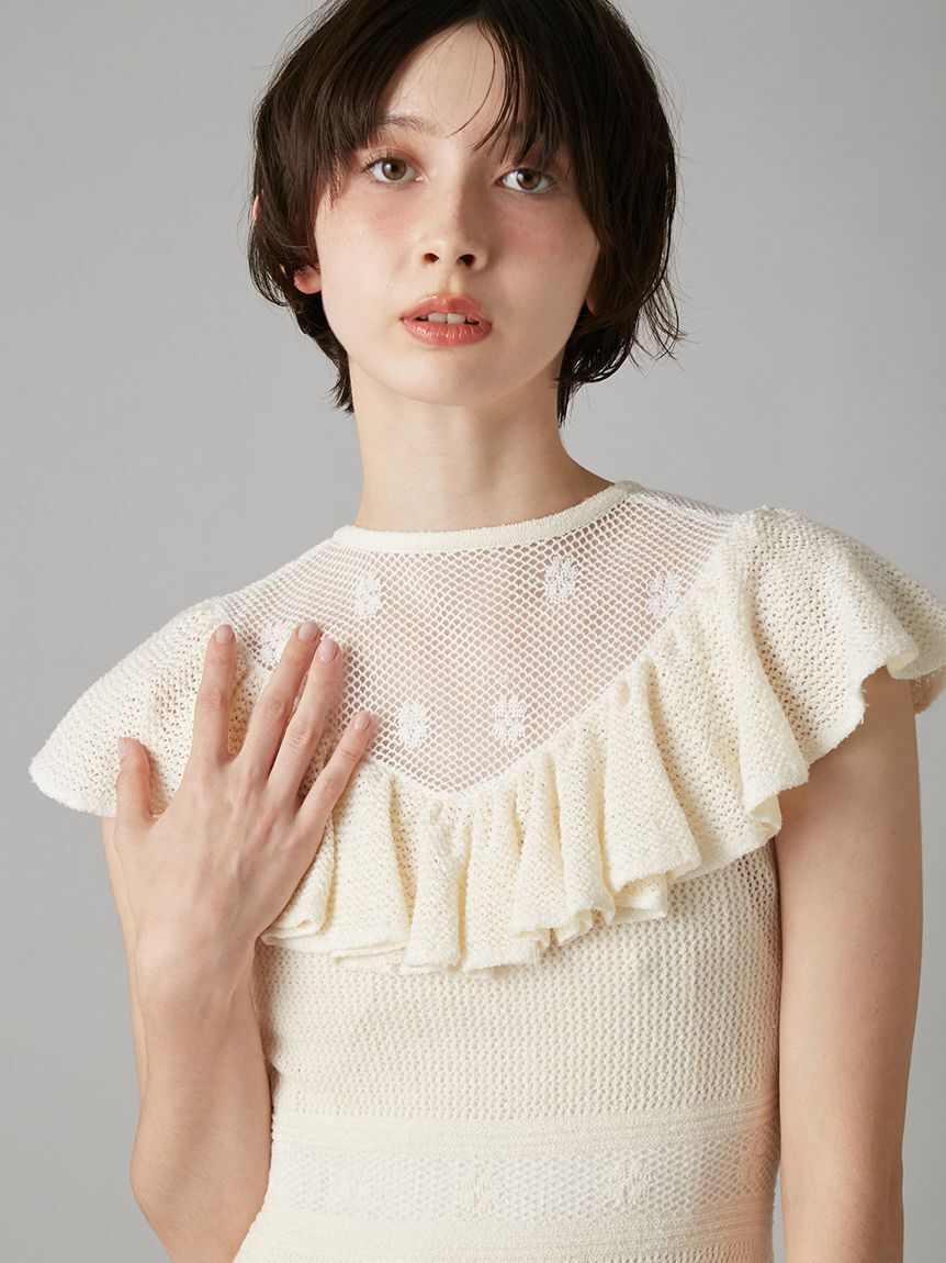 LILY BROWN「クロシェレーシーニットワンピース」|ワンピース|