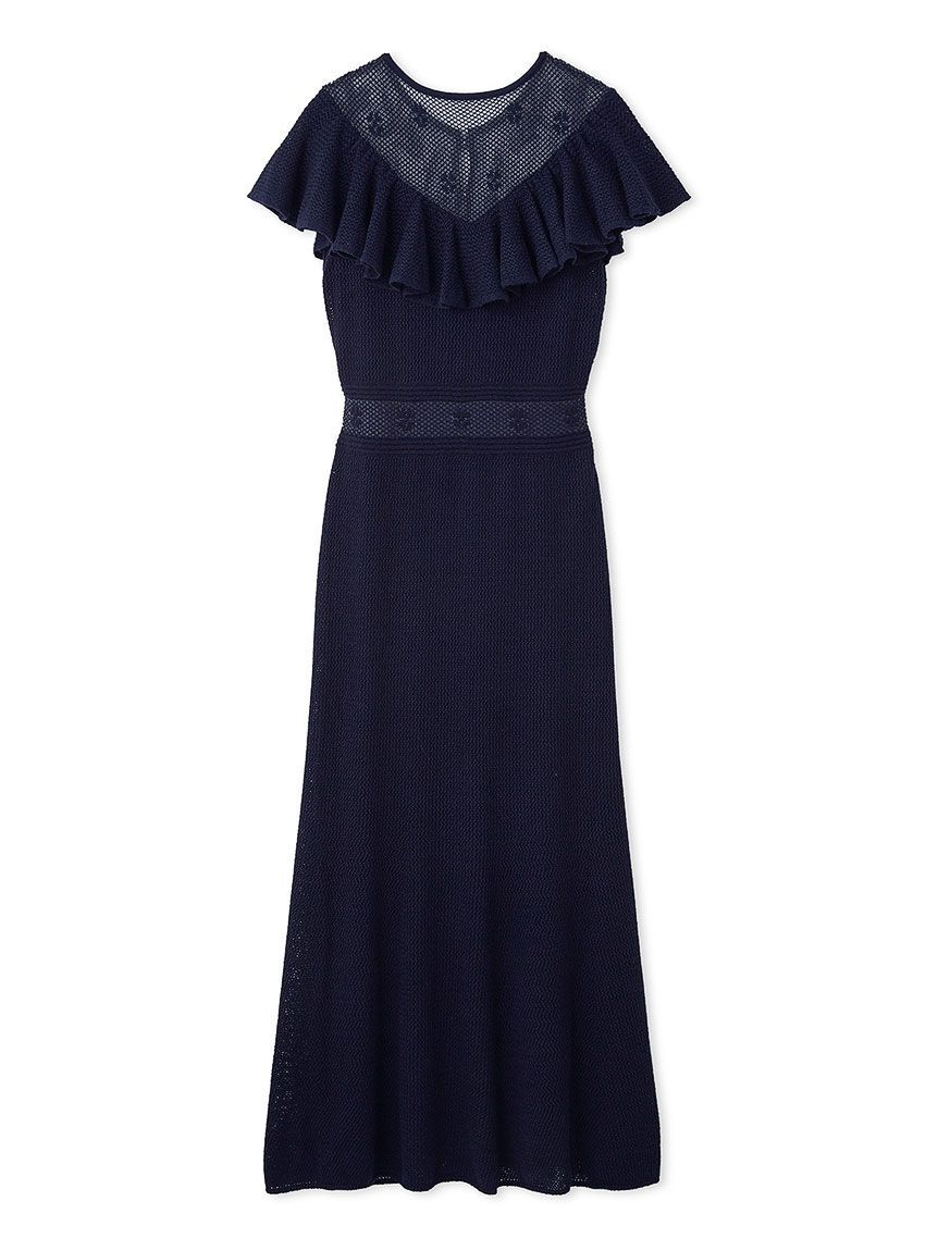 LILY BROWN「クロシェレーシーニットワンピース」|ワンピース|NVY