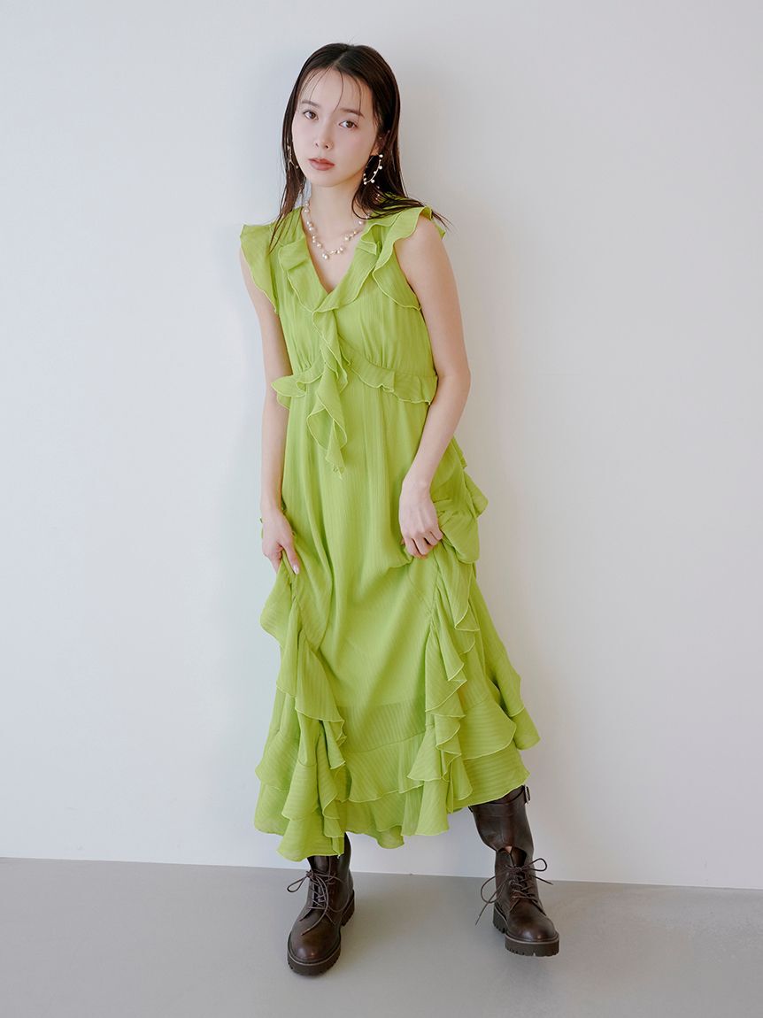 LILY BROWN「ラッフルフリルフレアワンピース」|ワンピース|