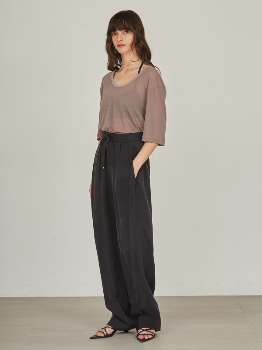 styling/「【セットアップ対応】ワイドタックドローストリングパンツ」|チノ|BLK