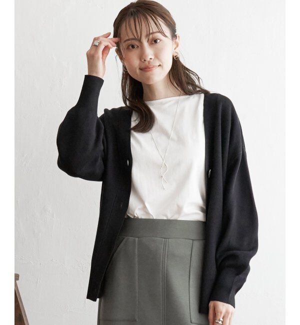 ikka「Vネックカーディガン」|その他|ブラック