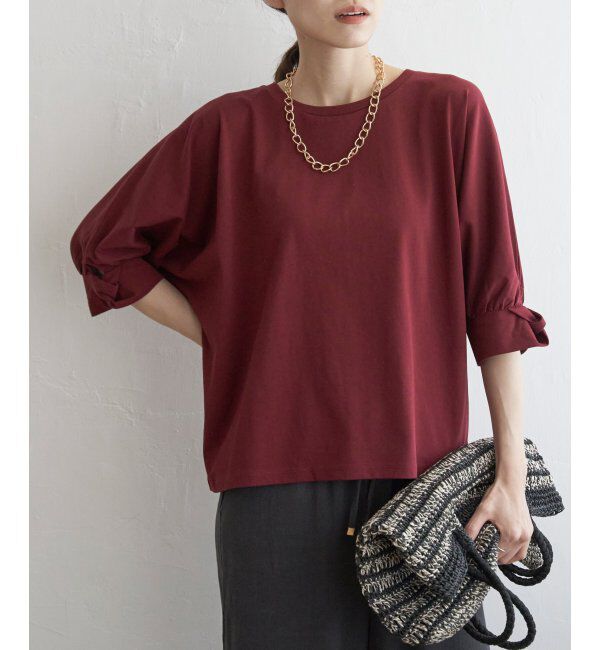 ikka「冷感ツイストドルマンプルオーバー」|プルオーバー|ボルドー