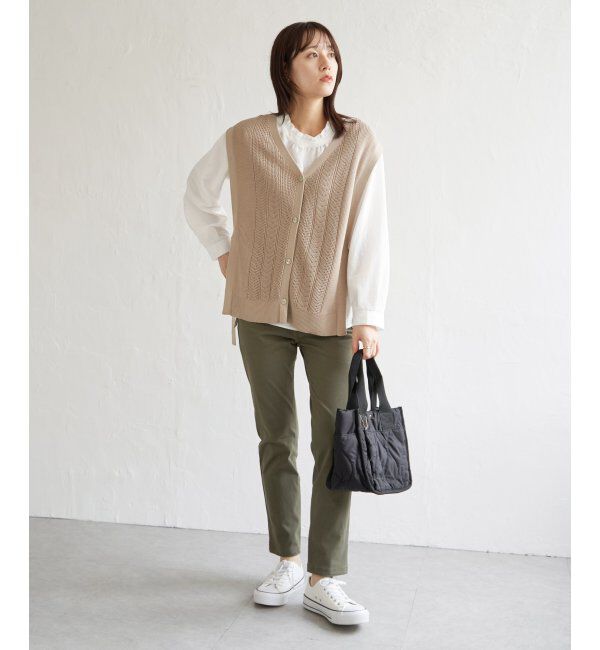 ikka「綿混サイドリボンニットベスト」|ニット・セーター|