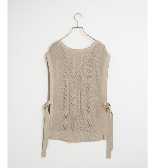 ikka「綿混サイドリボンニットベスト」|ニット・セーター|