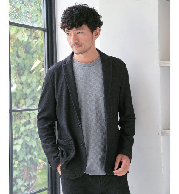 IKKA LOUNGE「GOKU楽ワークハニカムデニムジャケット」|テーラードジャケット|ブラック