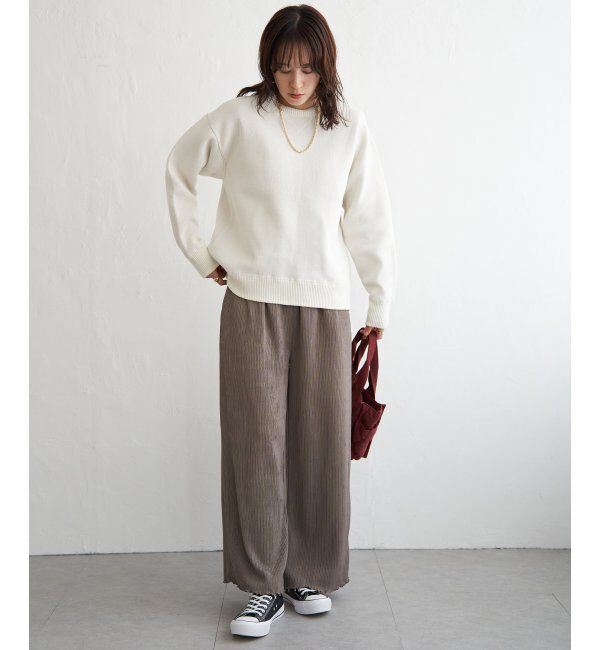ikka「コットンMIXスウェットライクニット」|プルオーバー|