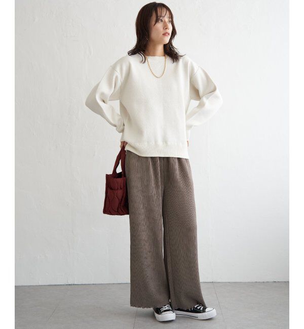ikka「コットンMIXスウェットライクニット」|プルオーバー|