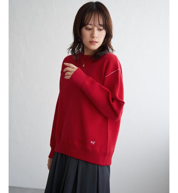 ikka「コットンMIXスウェットライクニット」|プルオーバー|