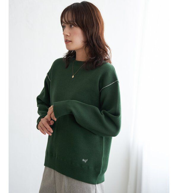 ikka「コットンMIXスウェットライクニット」|プルオーバー|