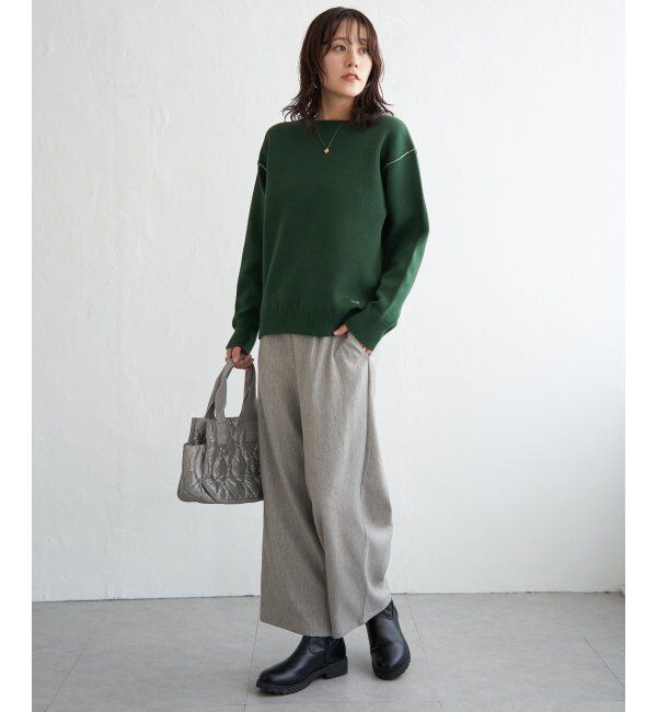 ikka「コットンMIXスウェットライクニット」|プルオーバー|