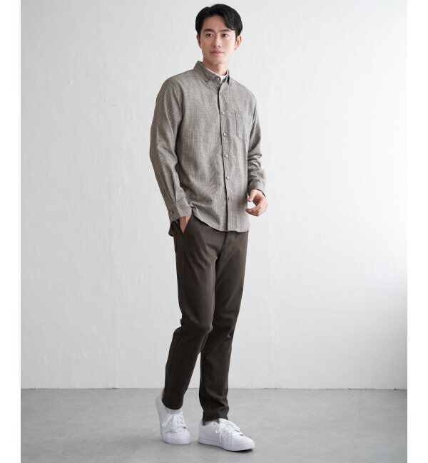 ikka「イージーケアネルチェックスイスカラーボタンダウンシャツ」|シャツ・ブラウス|