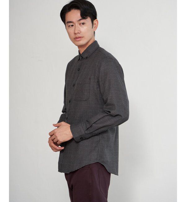 ikka「イージーケアネルチェックスイスカラーボタンダウンシャツ」|シャツ・ブラウス|