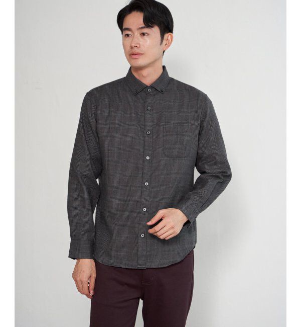ikka「イージーケアネルチェックスイスカラーボタンダウンシャツ」|シャツ・ブラウス|