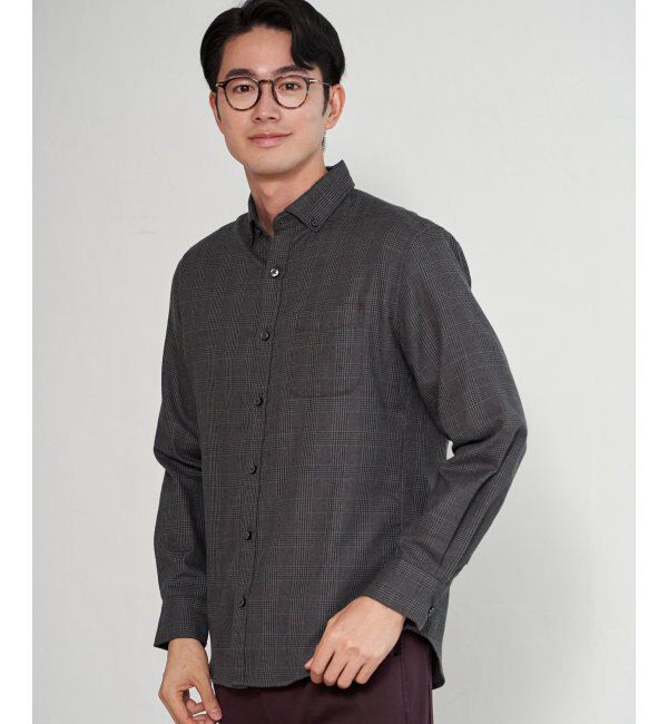 ikka「イージーケアネルチェックスイスカラーボタンダウンシャツ」|シャツ・ブラウス|