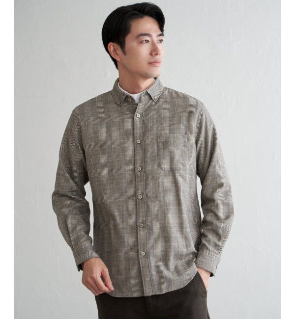 ikka「イージーケアネルチェックスイスカラーボタンダウンシャツ」|シャツ・ブラウス|