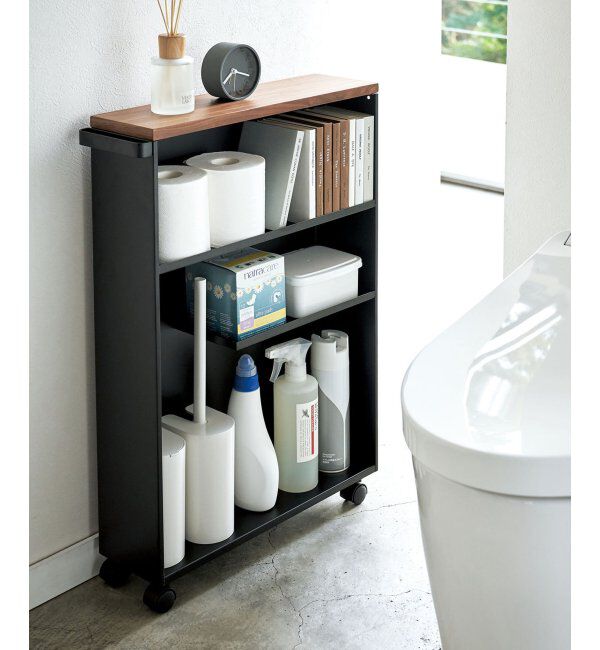 Lbc with Life「ハンドルツキスリムトイレラック　タワー」|トイレタリー・ランドリーグッズ|ブラック