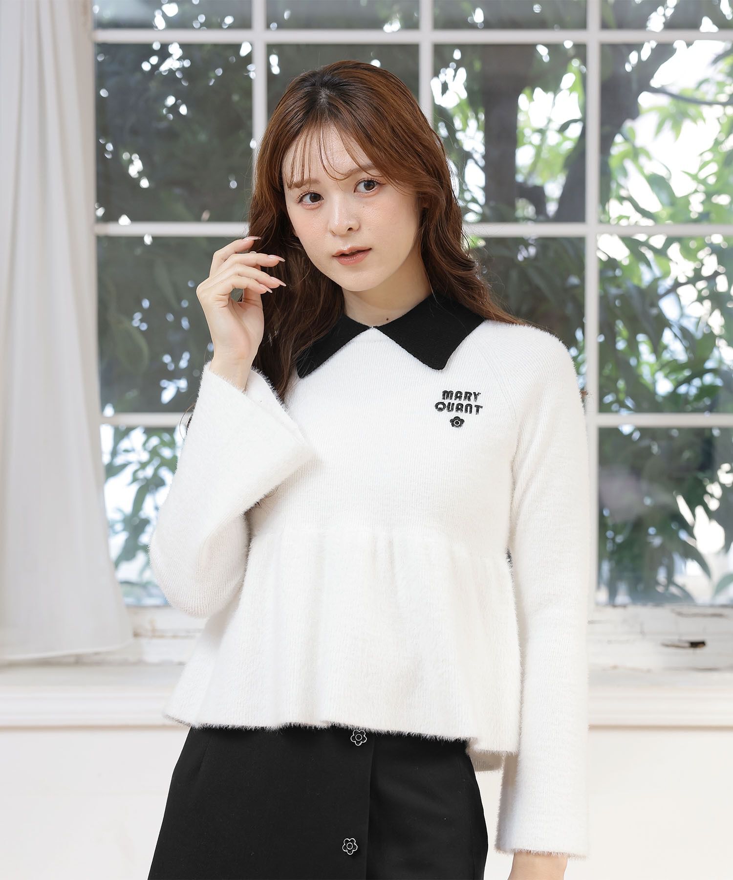 MARY QUANT「シャギーペプラム プルオーバー」|スウェット・ジャージ|ホワイト