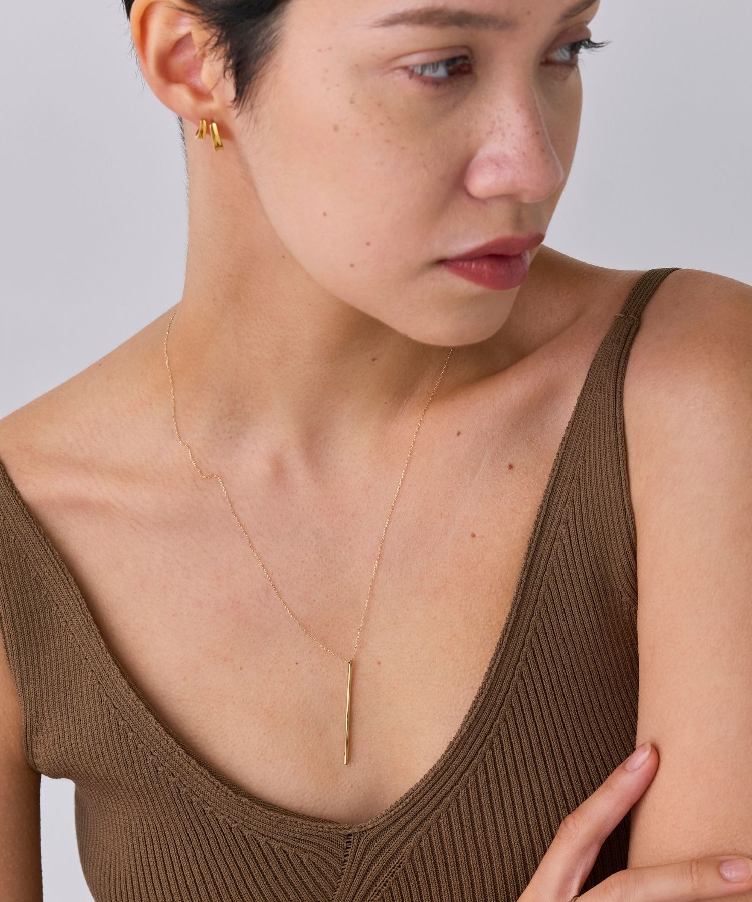 JUPITER「【K10】Y字ロングバーネックレス<45～50.5cm長さ調整可>」|ネックレス|