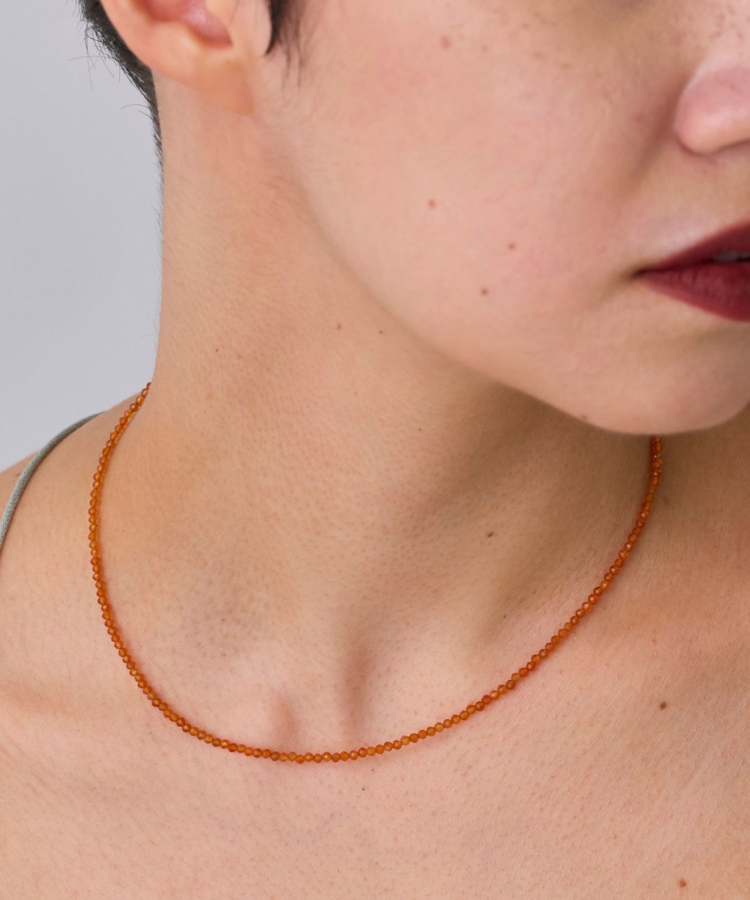 JUPITER「天然石ビーズネックレス/金属アレルギー対応/ニッケルフリー　カーネリアン」|ネックレス|