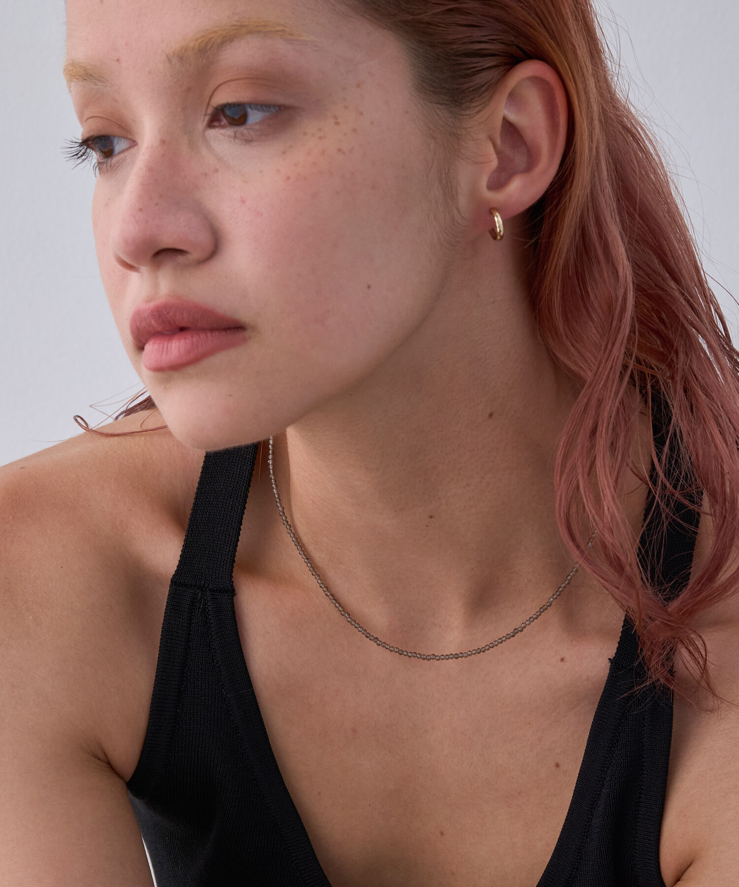 JUPITER「天然石ビーズネックレス/金属アレルギー対応/ニッケルフリー　スモーキークォーツ」|ネックレス|