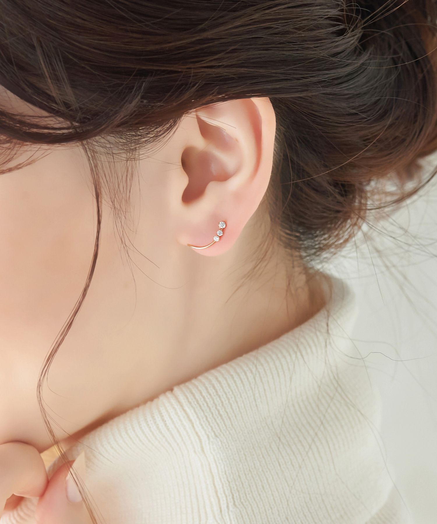 Phoebe「【K10】ラインビジューピアス&イヤリング/BOX付き」|ピアス|