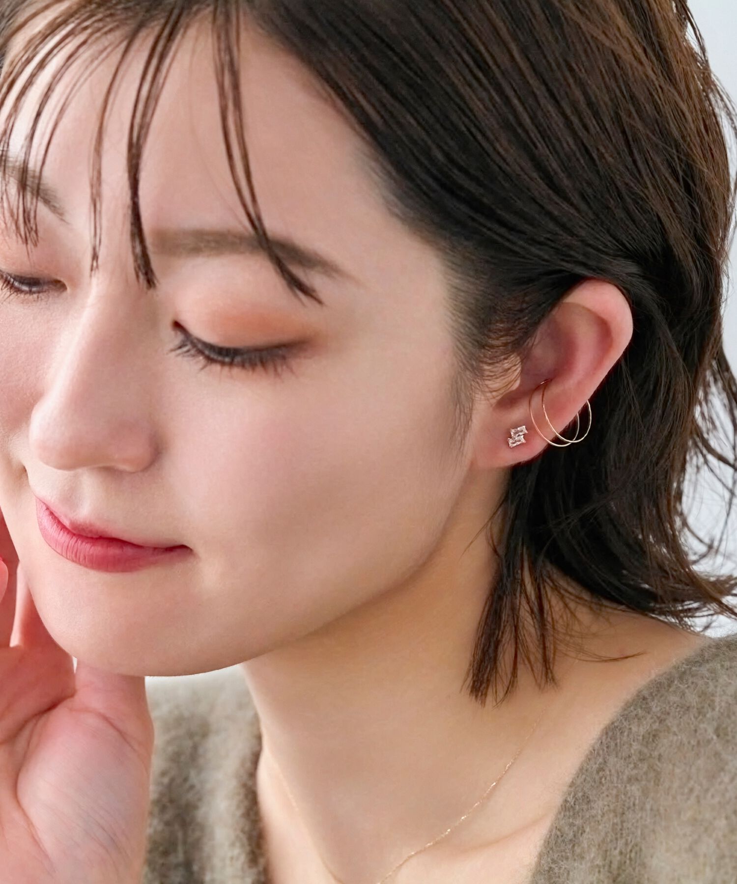 Phoebe「【K10】ツインバケットピアス　ローズゴールド/BOX付き」|ピアス|