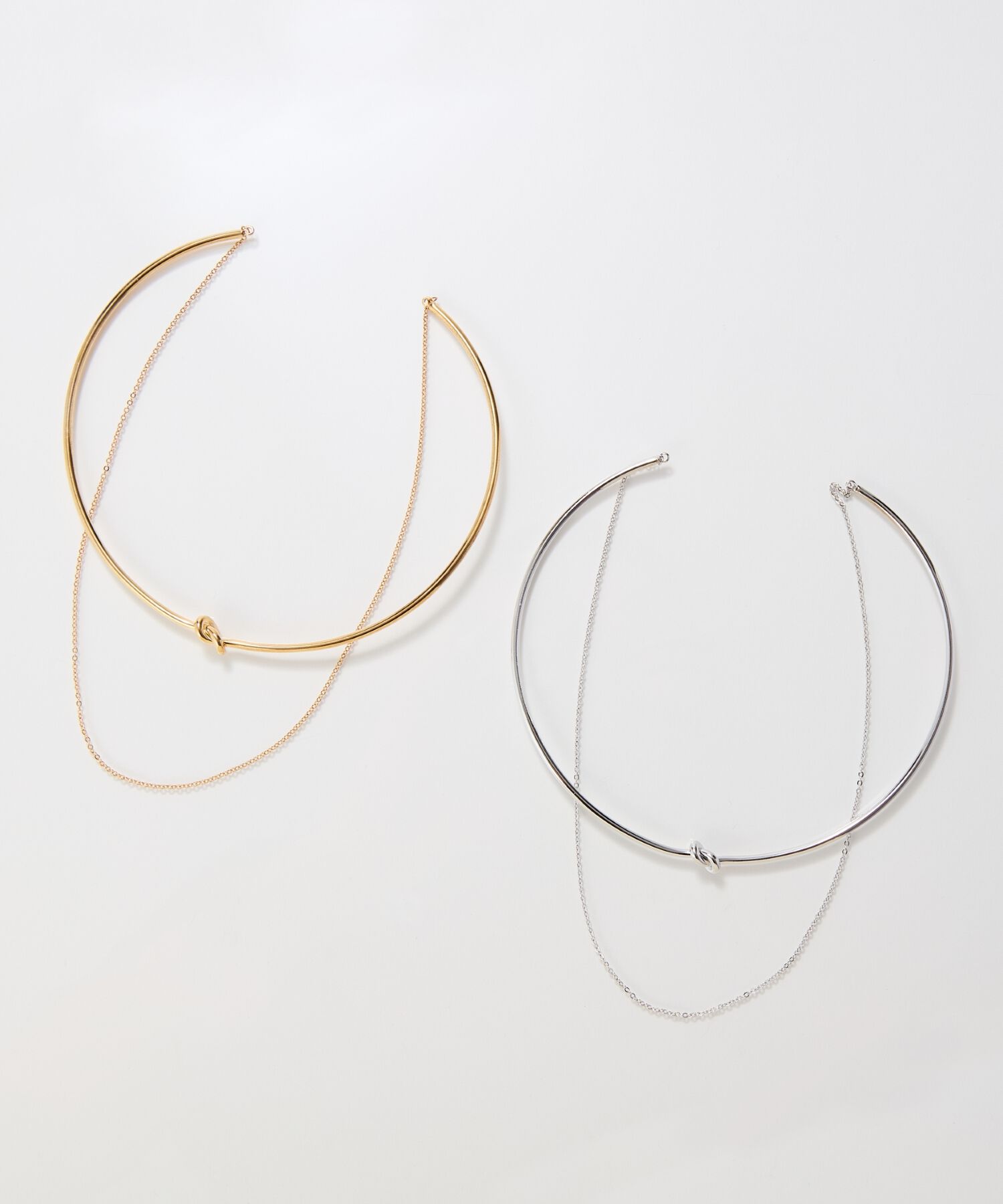 Phoebe「ノットラインレイヤードチョーカー　シルバー/ネックレス/ネックカフ/36cm」|ネックレス|