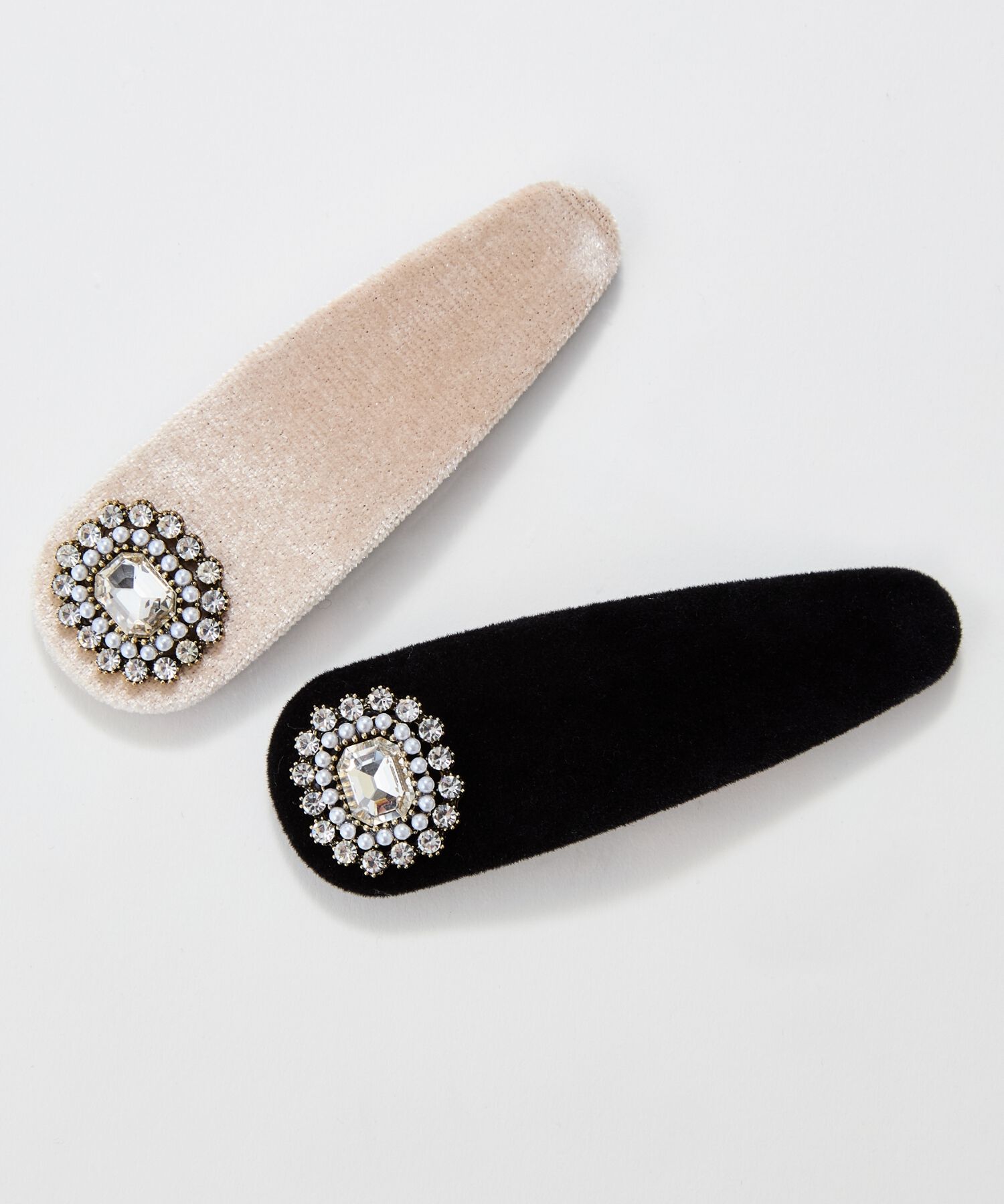  「【生産終了】クラッシービジューヘアピン　ベージュ/ベロア　結婚式 入学式 卒業式」|ヘアバンド|