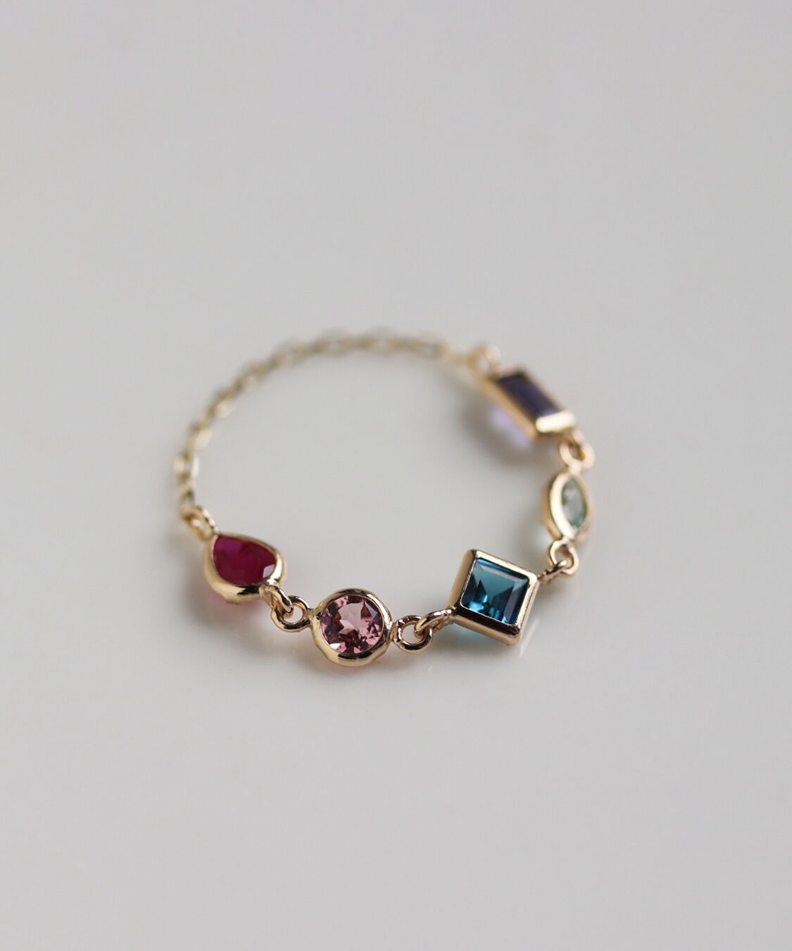  「マルチカラー ストーン チェーンリング | K10YG」|その他|