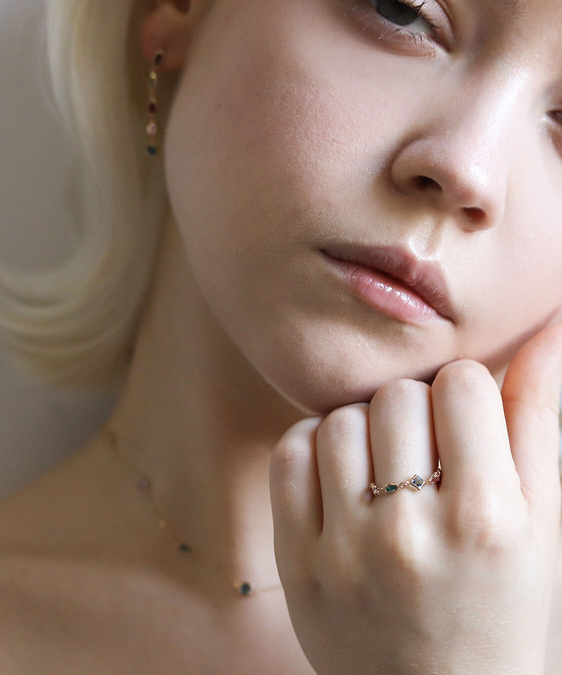  「マルチカラー ストーン チェーンリング | K10YG」|その他|