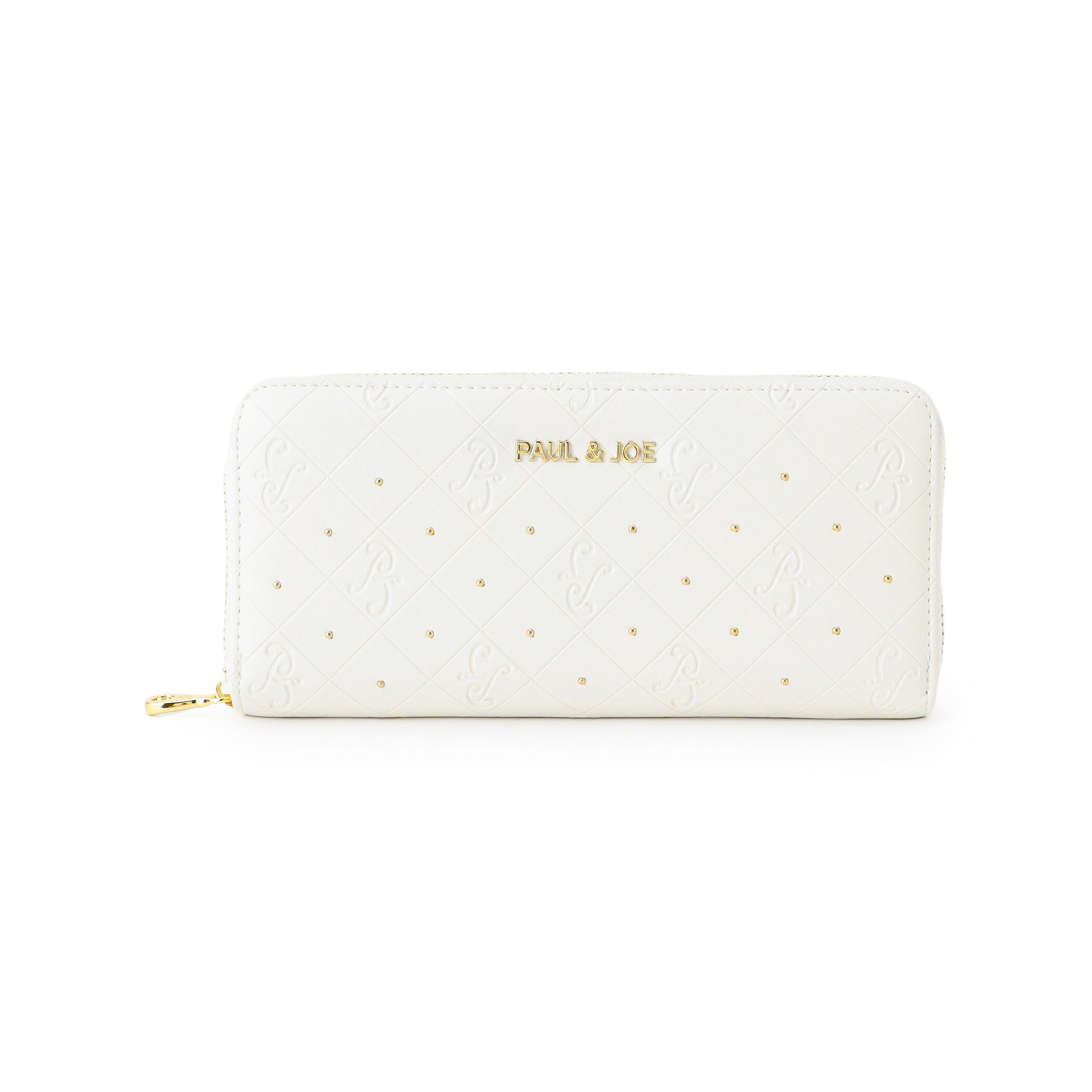 PAUL&JOE「ラウンド束入れ／ロゴエンボス」|財布|アイボリー