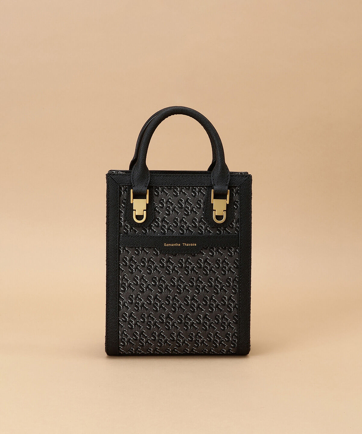 Samantha Thavasa「ST Jacquard シルエット 縦型スクエアトートバッグ」|トートバッグ|ブラック