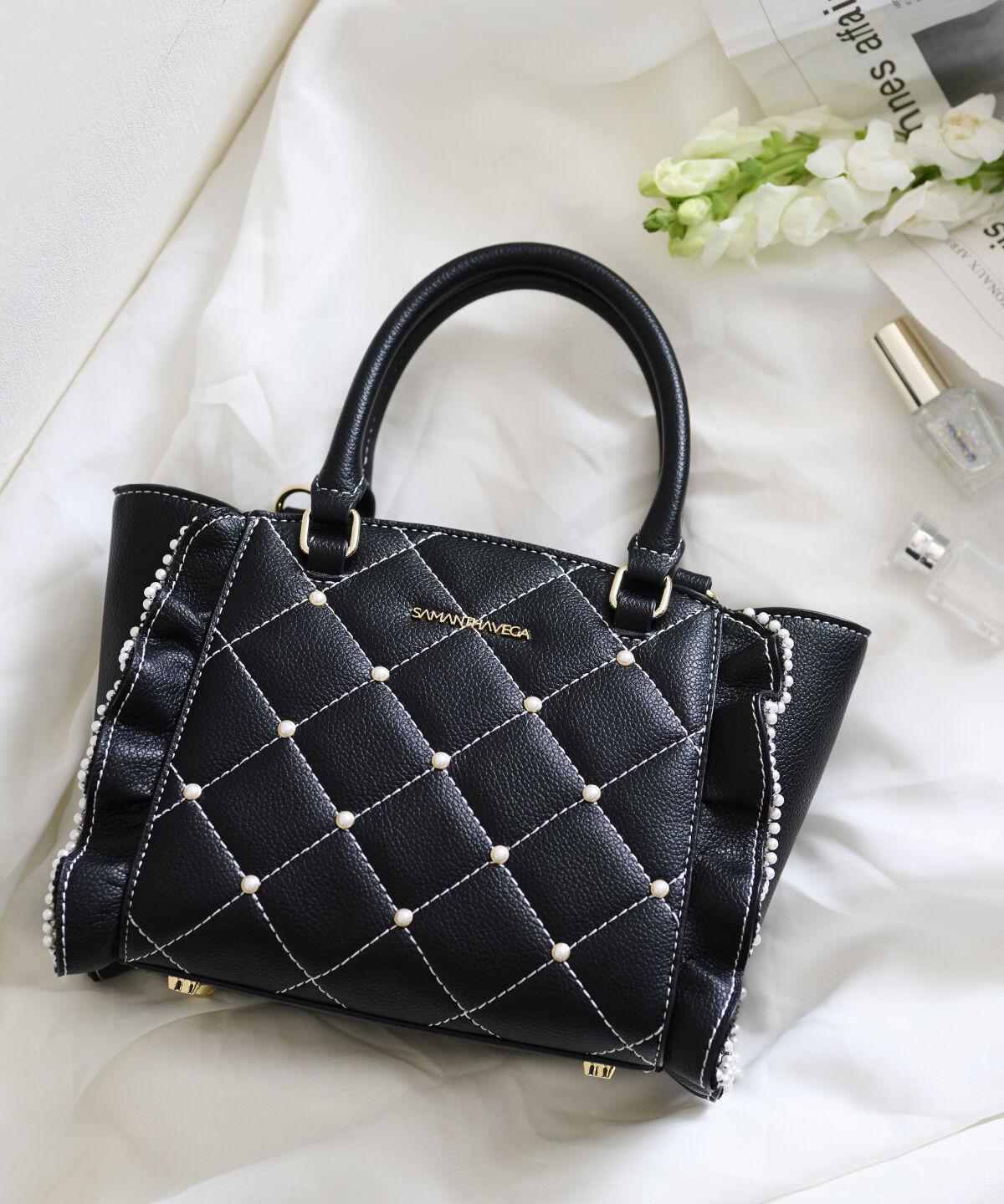 Samantha Vega「キルティングパールフラッター（ミニ）」|ショルダー・メッセンジャー|