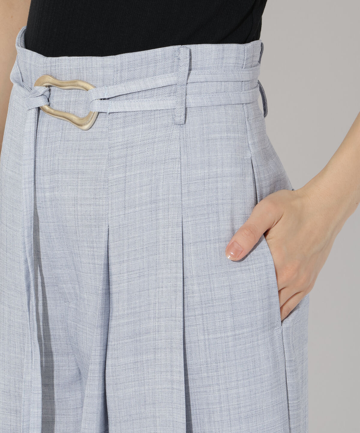 アンドクチュール「麻調プリーツワイドパンツ」|その他|