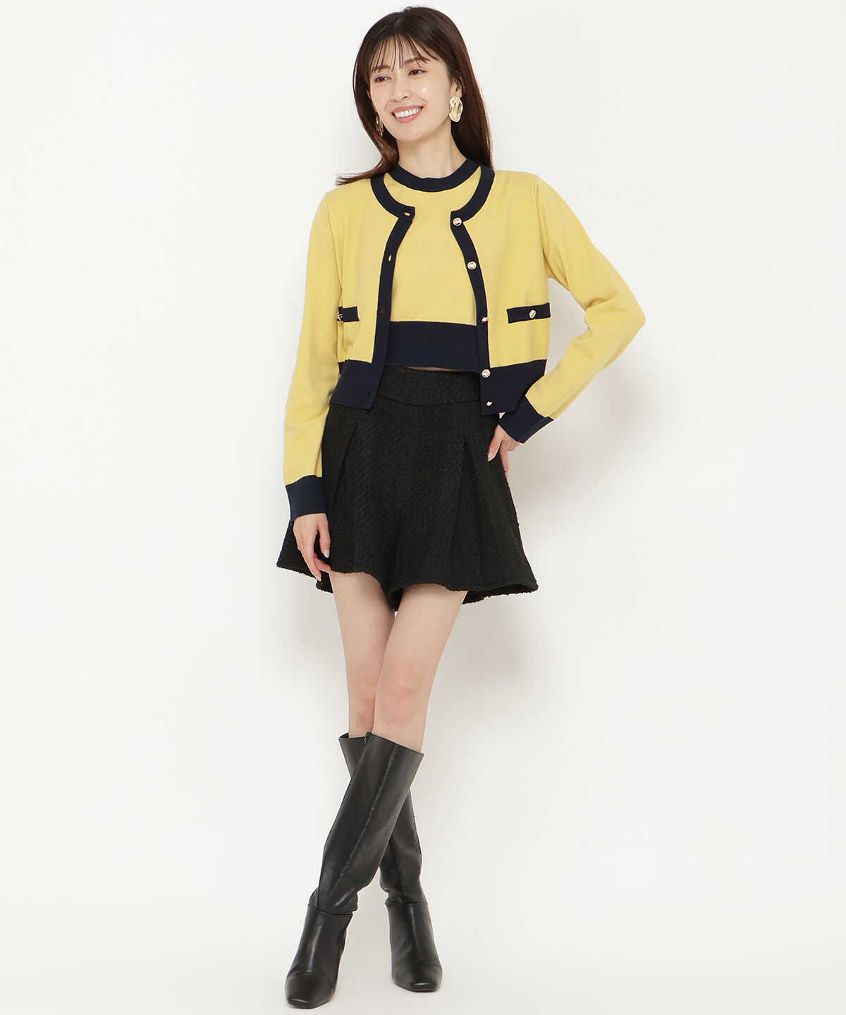 アンドクチュール「配色ニットアンサンブル」|カーディガン|