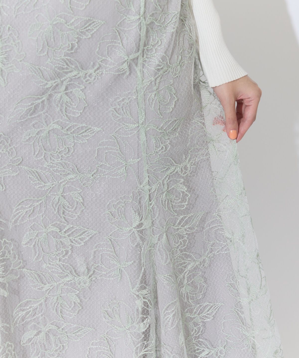 アンドクチュール「チュールヘムフローラルスカート」|フレア|