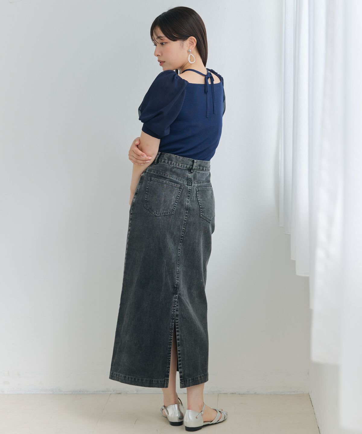 アンドクチュール「シアースリーブクロスネックプルオーバー」|Tシャツ・カットソー|