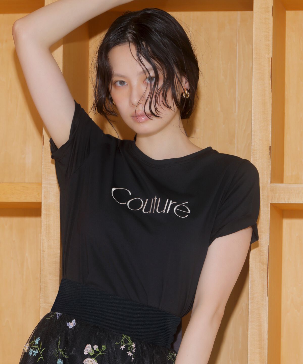 アンドクチュール「COUTURE 刺繍Tシャツ」|Tシャツ・カットソー|ブラック