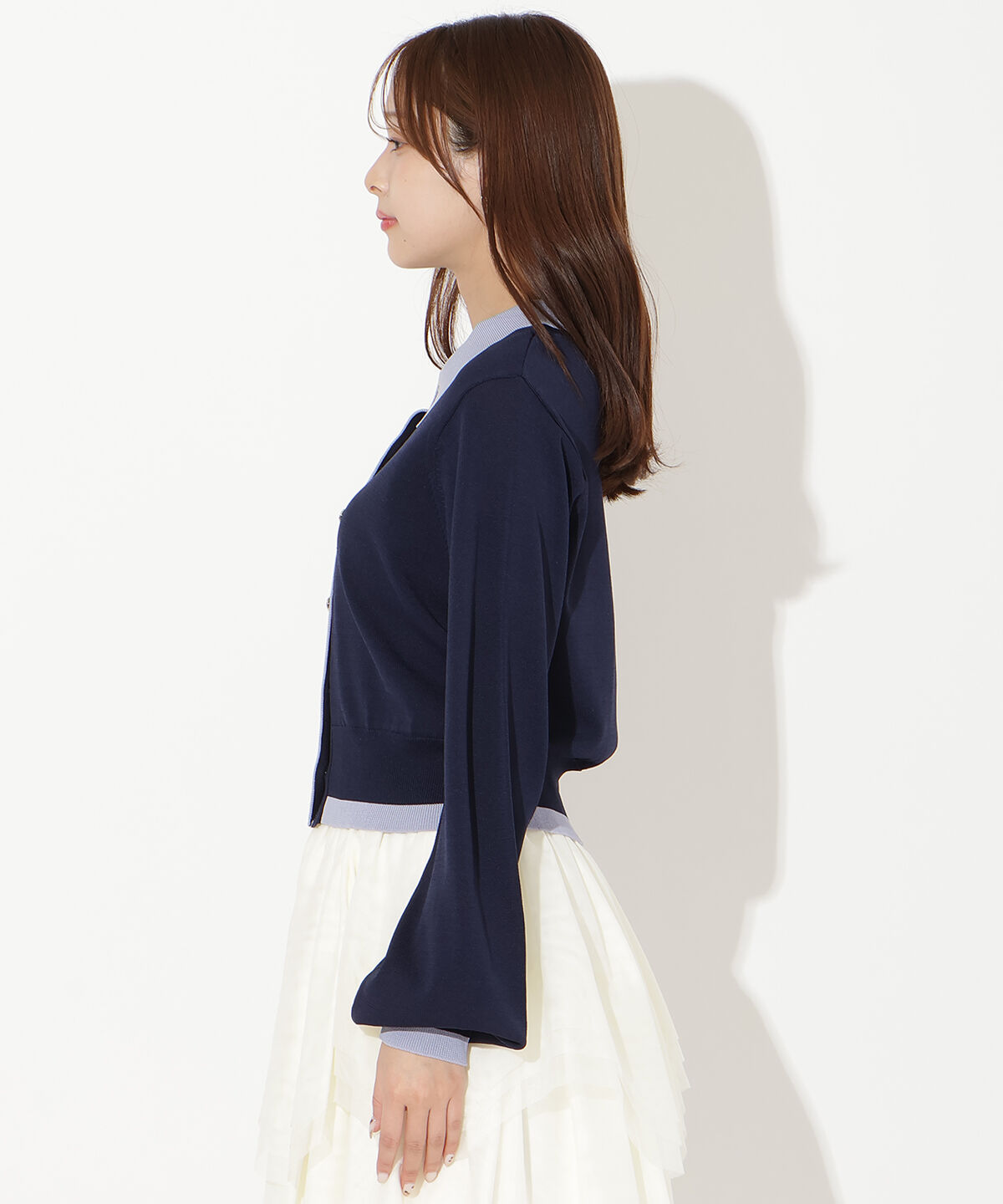 アンドクチュール「配色レイヤードライクニットカーディガン」|カーディガン|