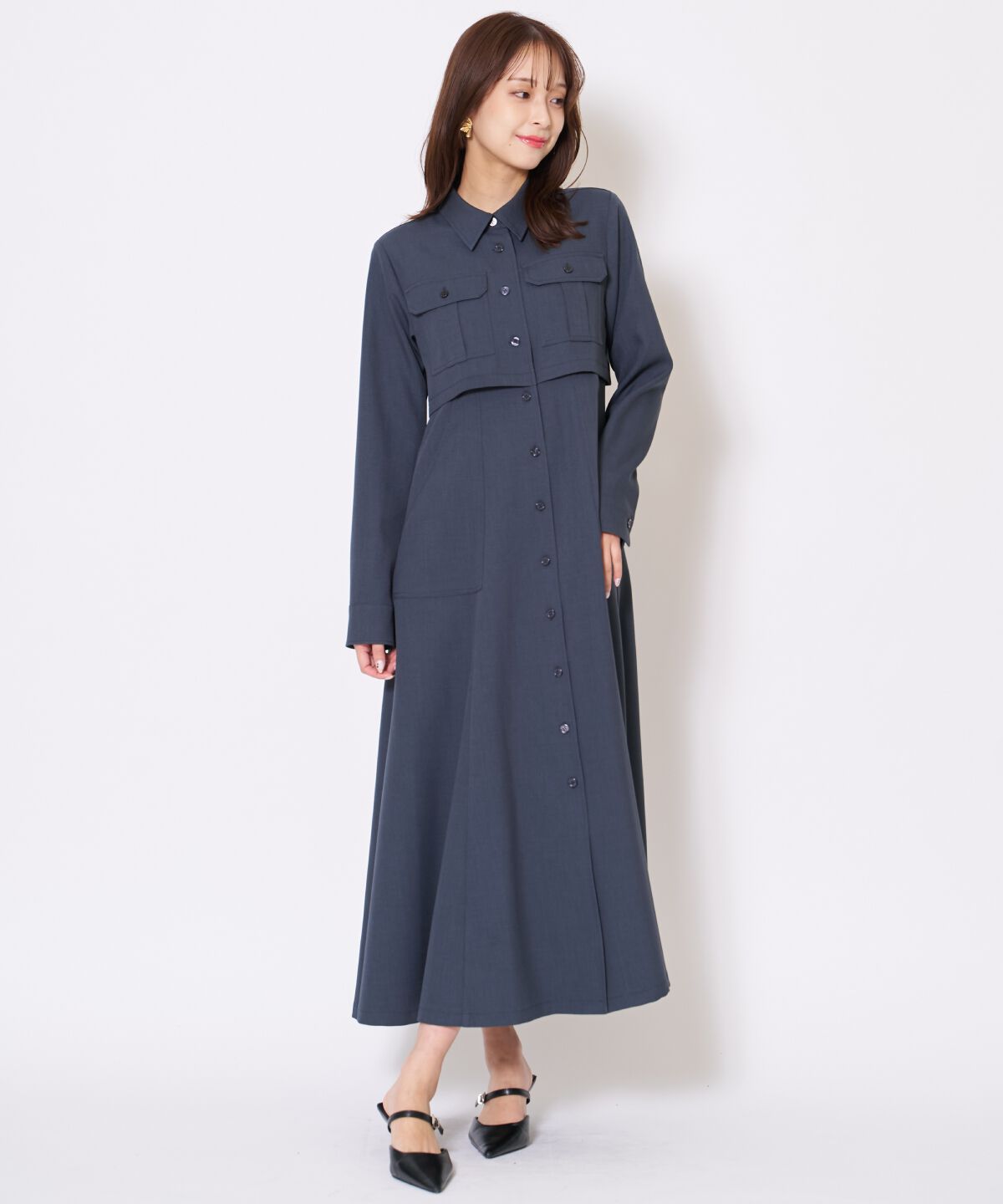 アンドクチュール「サファリシャツワンピース」|ワンピース|